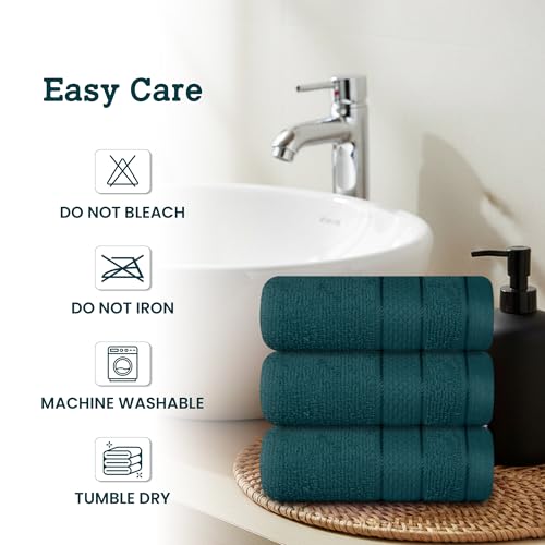 Casa Lino Face Towels & Body Wash Cloths for Showering - 100% Cotton Wash Cloths for Bathroom - Highly Absorbent & Quick Drying Washcloth Set - Cotton Washcloths 24 Pack (12" x 12") - (Teal) - color: Teal