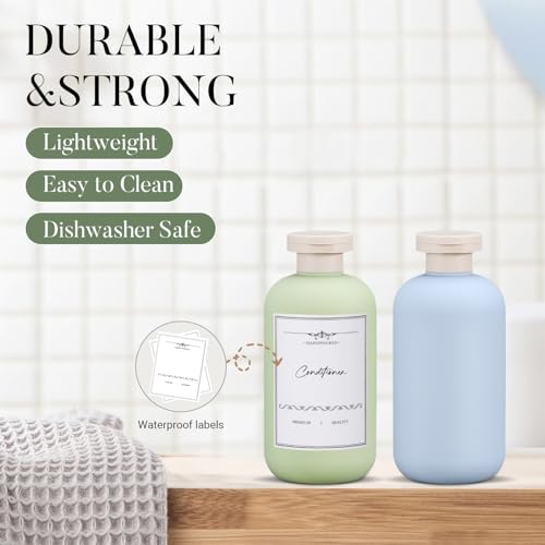 6.8 oz Plastic Travel Shampoo Bottles, Refillable Flip Cap Squeeze Bottles for Toiletries, Large Leakage-proof Travel Shampoo and Conditioner Container (Blue and Green) - color: Green+Blue, size: 200ml/6.8oz