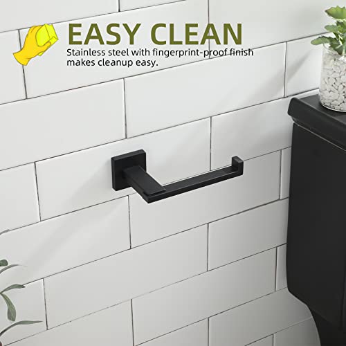 KOKOSIRI Black Toilet Paper Holder for Bathroom Tissue Paper Dispenser Stainless Steel Toilet Roll Holder Hold Mega Rolls Wall Mounted, B2006BK - color: Matte Black