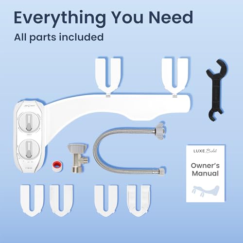 LUXE Bidet NEO 185 Plus - Dual Nozzle, Non-Electric Bidet Attachment for Toilet Seat, Patented Slide-In Install, 360° Self-Clean, EZ-Lift to Clean, Feminine & Rear Wash (White) - color: White