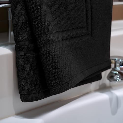 Tens Towels Pack of 2 Bath Mats 100% Cotton, 20 x 32 Inches, Super Absorbent, Hotel Quality Premium Floor Towels, Luxurious, Soft & Quick Dry, Not a Bathroom Rug, Black - color: Black