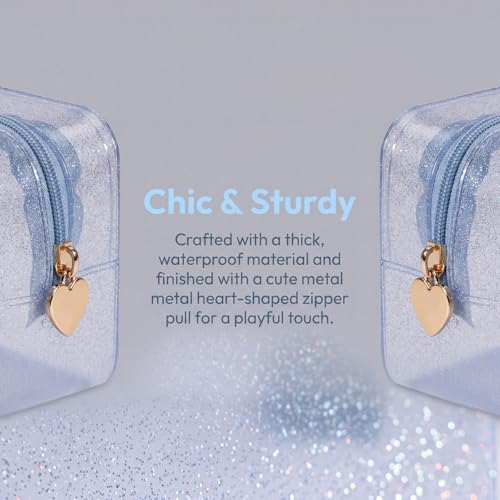 RSRSLEII Stardust Twinkle Jelly Travel Makeup & Toiletry Bag, Waterproof PVC Cosmetic Bag/Case for Women，Zipper SPF Beach Bag for Sunscreen Skincare and Daily Essentials (08Silver) - color: 08Silver