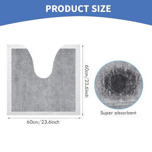 30 Pack Disposable Toilet Mats, Containing Bamboo Charcoal Material，23.6" x 23.6" Absorbent Toilet Floor Protector from Urine Disposable Toilet Floor Mat U-Shape