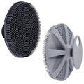 INNERNEED Food-Grade Soft Silicone Body Scrubber Shower Brush Handheld Cleansing Skin Brush, Gentle Exfoliating and Lather Well (Black+Gray) - color: (Set) Black+gray