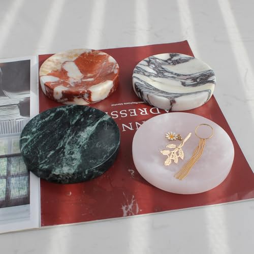Natural Verde Alpi Green Marble Soap Dish, Round Small Jewelry Dish, Sponge Holder for Bathroom, Kitchen - color: Verde Alpi Green