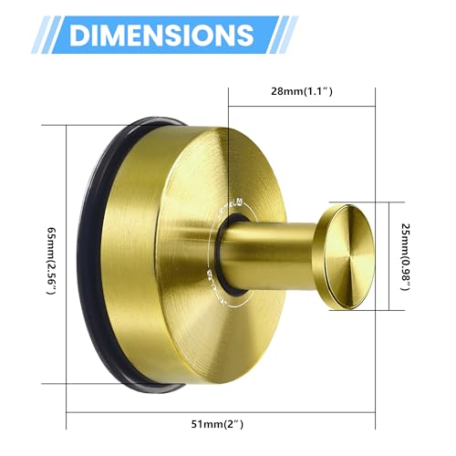 JOMOLA Suction Cup Shower Hooks Bathroom Towel Hooks Suction Hook for Inside Shower Stainless Steel Coat Hooks Wall Mounted,Gold,2PCS - color: Gold