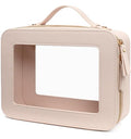 LETGO Clear Makeup Bags - TSA Approved Toiletry Bags with Zipper, Beach Makeup Organizer for Carry-on Travel Essentials, Sunscreen Cosmetic Bags for Women & Girls (Large Beige) - color: Beige, style: Large
