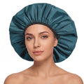 Extra Large Shower Cap for Women, Reusable Waterproof Shower Bonnet with Satin Lining, Double Layer Washable Bath Hair Cap for Braids, Locs, Long Thick Curly Hair, Natural Hair(Big Blue Zircon) - color: Blue Zircon