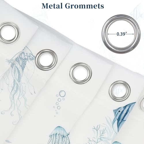 Fabric Shower Curtain with Hooks, Waterproof & Washable Polyester, Ocean Turtle Octopus Fish Shower Curtains for Bathroom, Summer Underwater Animal Coastal Beach Bathroom Curtain, 71x74 Inch - color: Blue Ocean Whisper