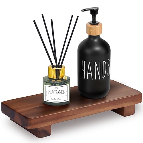 DEMIGO Soap Stand & Riser, Natural Acacia Wood Bar Soap Tray, 9.8 x 4 in | 100% Solid Wood Rectangle Countertop Display for Candle, Plant, Kitchen & Bathroom Counter, Farmhouse Decor, Sink & Vanity - color: Acacia