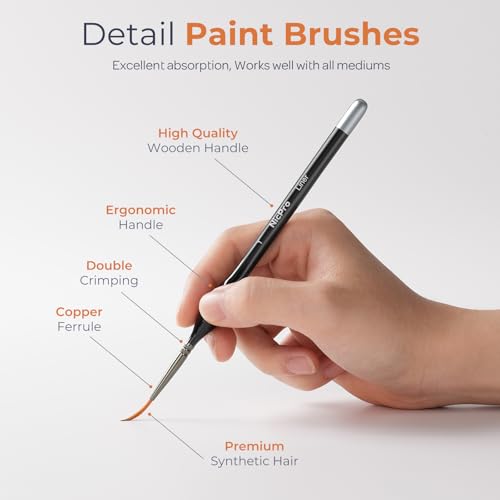 Nicpro Miniature Paint Brushes Drybrush - 21PCS Model Paint Brush Set for Acrylic Oil Watercolor, Detail Paint Brush Dry Brush for Model, Miniature Painting, Paint by Numbers, Craft - with Container - style: 21 Pack (Detail+Drybrush)