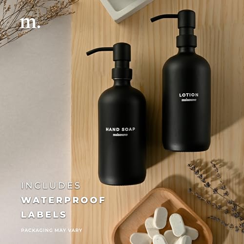 MaisoNovo Soap Dispenser 1-Piece Set | 16.9oz Black Bottles with Black Plastic Pumps - color: Black/Black