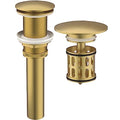 Bathroom Pop up Drain Without Overflow, Anti-Clogging Vessel Sink Drain Strainer, Pop Up Drain with Detachable Basket, Hair Catcher Bathroom Sink Drain Stopper(Brushed Gold, No Overflow) - color: Brushed Gold, size: No Overflow