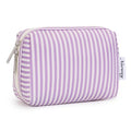 Narwey Small Striped Makeup Bag for Purse Mini Cosmetic Bag Travel Makeup Pouch Zipper Pouch Cute Make up Bags with Compartments for Women Girls (Purple Stripe, Small) - color: A-Purple Stripe, style: Small