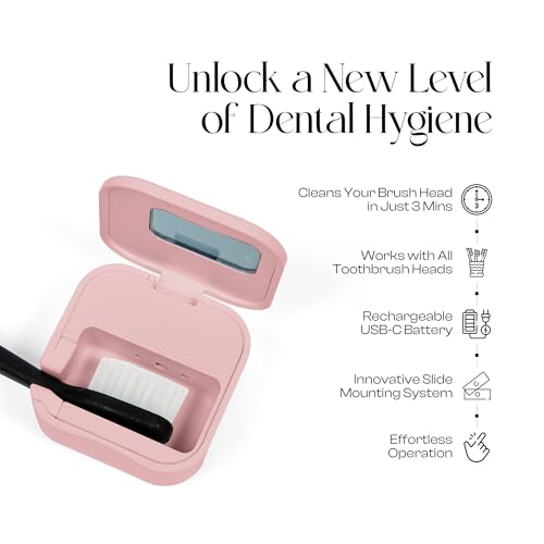Mondano UV-C Toothbrush Sanitizer and Holder, Toothbrush Case - Manual/Electric Toothbrush Cover for Any Toothbrush Head - Rechargeable Toothbrush Travel Case, Tooth Brush Cover Cap for Home - color: Pastel Pink