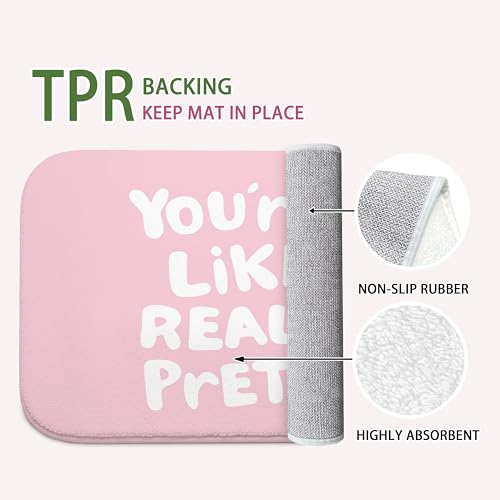 Pink You're Like Really Pretty Bathroom Mat | Pink Coquette Bath Rugs, Non Slip, 16x24 - color: Pink Girly