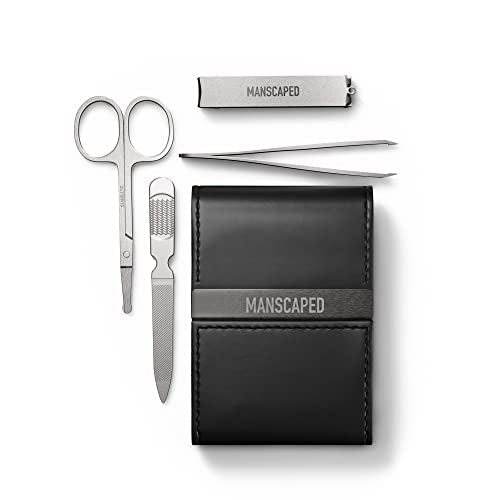 MANSCAPED® Shears 2.0 Tempered Stainless Steel Men's Nail Kit, Fingernail Clippers, Safety Scissors, Tweezers and Nail File, Travel Manicure Pedicure Set, 4-Piece Luxury Grooming Kit with Compact Case - size: The Shears 2.0