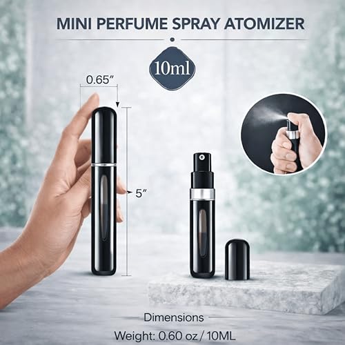 4 Pcs Refillable Perfume Atomizer, Travel Perfume Bottle Refillable and Leak-Proof, Portable Empty Cologne Atomizer, Mini Refillable Perfume Bottle for Pocket, Easy to Refill Decant Sprayer (10 ml) - size: 10 ml