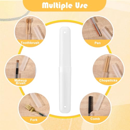 CHENGU 40 Pieces Travel Toothbrush Holder Case Portable Plastic Clear Case Holder Toothbrush Carrier Cover Storage Bulk Containers for Traveling Camping Bathroom Business School(White) - color: White