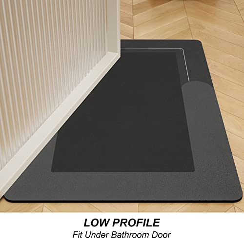 HelloTree 3PCS Bath Mat Rug Rubber Non Slip Quick Dry Rug Sets Super Absorbent Thin Bathroom Rugs Fit Under Door Dark Grey Washable Bathroom Floor Mats for in Front of Bathtub, Shower Room, Sink - color: Dark Grey, size: 20" X 32" + 20" X 47"+ U Shape 20"