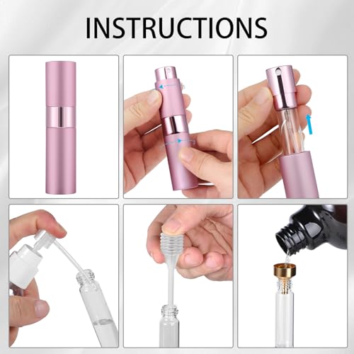 Perfume Travel Refillable Atomizer 8ML (3PCS) - Empty Cologne Spray Bottle, Portable & Leakproof Sprayer for Travel (golden, pink, red) - color: golden, pink, red