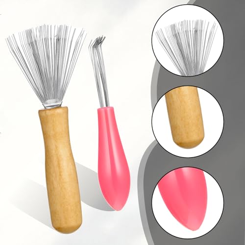 Comb and Brush Cleaner Tool Set, 5-Piece Comb Cleaner Set - Hair Brush Cleaner Rake, Comb Cleaning Brush, Maintenance Hair Comb for Home and Salon Use Removing Hair Dust - color: Black