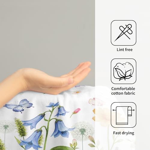 Spring Summer Floral Hand Towels 14.4 x 28.3 Inch Flowers Pattern Bath Towel Set of 2 White Hand Towel Farmhouse Holiday Kitchen Towels for Bathroom Decorative Towel Hotel Gym Spa Towel - color: Spring White