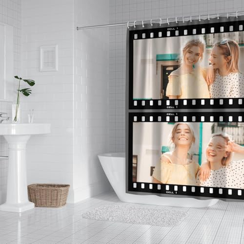 Personalized Shower Curtain Set Custom Photo Shower Curtains Modern Minimalist Home Bathroom Curtain Decor with 12 Hooks 72 Inch Wide * 84 Inch High - color: 2 Photo-2, size: 72"W x 84"L (Pack of 1)