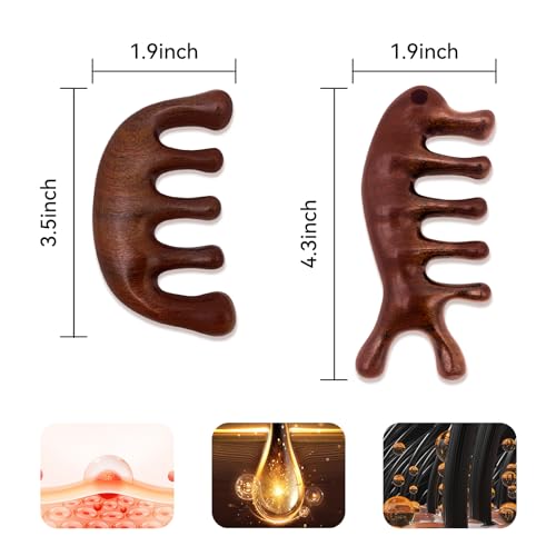 2 Pack Wooden Head Scalp Massager Comb, Sandalwood Scalp Massage Wood, Head Massager Gua Sha Tool Brush for Women Men Hair Growth - style: Classic&Whale