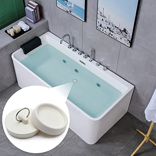 Bonsicoky Rubber Drain Stopper, 1-7/8 to 2 Inch, White, 2Pcs | Bathtub Drain Plug, Hanging Ring, For Kitchen and Bathroom, Bathroom Sink Stopper - size: 1-7/8 Inch to 2 Inch
