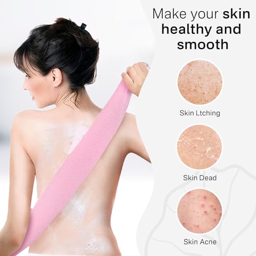 Yiclick Exfoliating Washcloth Towel- Exfoliating Body Scrubber Exfoliator, Back Scrubber for Shower Bath, Exfoliate Rags Wash Cloths, Loofah Lufa Sponge, Body Scrub & Exfoliation Women Men - color: Pink