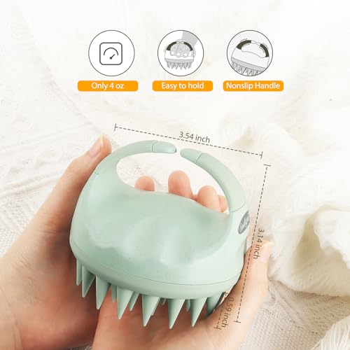 Sndyi 2 Pcs Scalp Massager Shampoo Brush, Scalp Scrubber with Soft Silicone Bristles, Scalp Exfoliator for Dandruff Removal, Scalp Massager for Hair Growth, Wet Dry Hair Brush for Scalp Care - color: Green & Beige