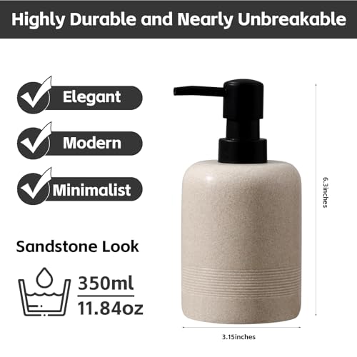 Soap Dispenser Set, 2PCS 11.84OZ Hand Soap Dispenser Beige | Modern,Minimalist, Dish Soap, Shampoo Conditioner Refillable Bottle for Bathroom Countertop Kitchen Sink Hotel Office Decor - color: Beige