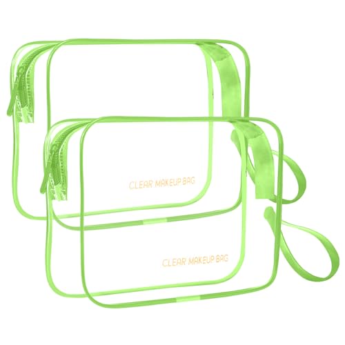 Icramsy Clear Makeup Bag,2 Pack TSA Approved Toiletry Bag Travel Toiletry Bag Hanging Makeup Cosmetic bag for Women Men (Green) - color: Green