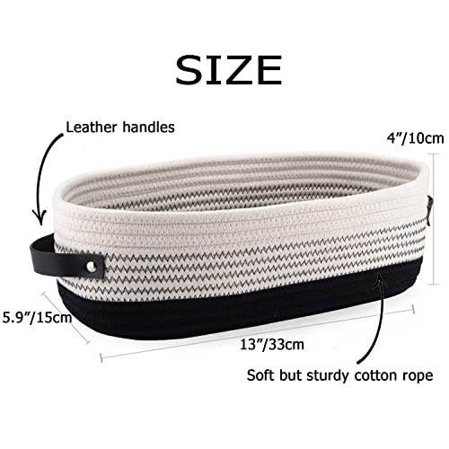 Cotton Rope Toilet Basket Bathroom Decor Baskets, Toilet Paper Holder Basket, Farmhouse Home Decor Organizing Small Baskets 13"x5.9"x4" Black - color: Black