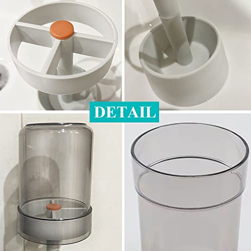 Toothbrush Holder with Cup/Cover Contains 3 Slots, Compatible with Conventional Toothbrushes, Can Store Toothpaste - color: White D(round)