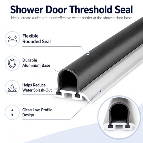 Collapsible Shower Threshold Water Dam, Shower Water Guard, ADA Wheelchair Easy Access, 48 inches Long.