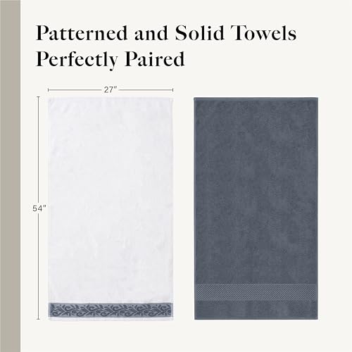 Modern Threads 600 GSM 6-Piece Towel Set with Filgree Jacquard Border Blue - color: Blue, style: Jacquard Border