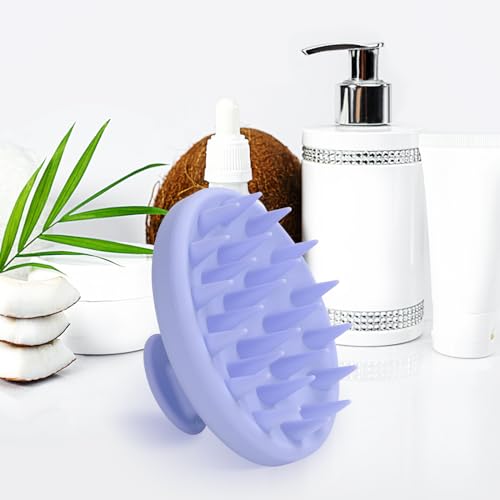 Meartchy Silicone Scalp Massager, Scalp Scrubber for Hair Growth with Soft Bristles, Scalp Exfoliator Brush Dandruff Removal Shampoo Brush for Wet Dry Scalp Care (Light Purple) - color: Light Purple