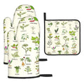 Cute Herbs Botanic Garden Plants Oven Mitts and Pot Holders Sets Heat Resistant for Kitchen BBQ Microwave Baking Grilling Cooks Set of 3 Kitchen Oven Glove - color: Cute Herbs
