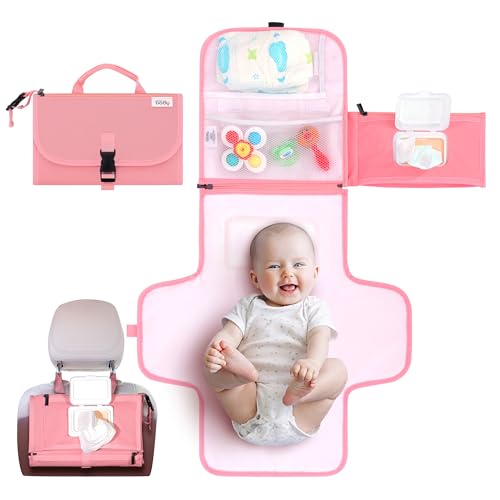 Kopi Baby Portable Diaper Changing Pad - Baby Diaper Changer Travel Bag with Wipes Pocket, Smart Design Portable Changing Mat, Infant Travel Station Kit, Gift for Newborn Girl & Boy - Pink, Classic - color: Pink, size: Classic