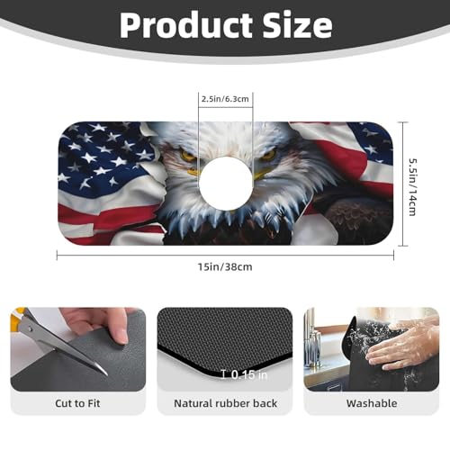 American Eagle Flag Kitchen sink faucet pad, strong water absorption, anti slip, easy to clean, very suitable for splash and drip prevention, suitable for kitchens and bathrooms - color: American Eagle Flag
