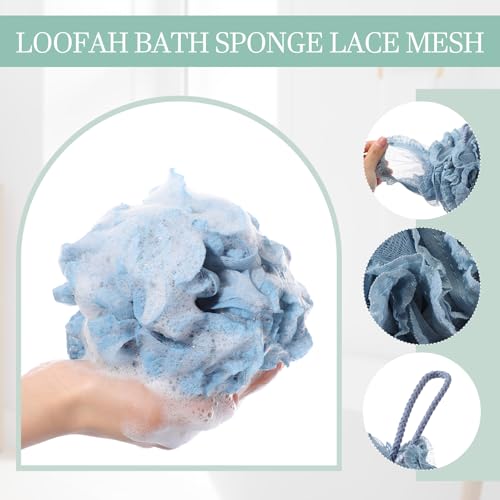 Sunnyray 4 Pack Loofah Bath Sponge Lace Mesh Set Large 60g Shower Poufs Body Scrubber Bath Loofah Ball Body Wash Sponge Exfoliating Scrubber Luffa Puff for Women Men Cleanse Skin Accessories (Classic) - color: Classic