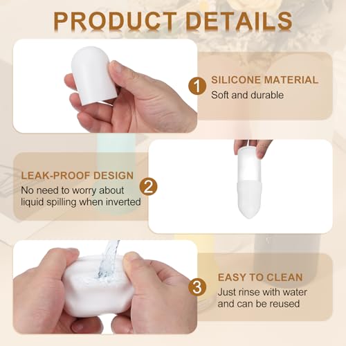 uxcell 5pcs Silicone Bottle Covers for Travel, Elastic Sleeves for Leak Proofing 0.88"/1.1"/1.6" Dia Toiletry Sleeves Travel Accessories for Shampoo Wash Body Bottles, White