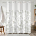 No Hook Floral Shower Curtain with Snap in Fabric Liner, Botanical Shower Curtains for Farmhouse Bathroom, Mesh Top Window and Waterproof Washable, 71x74 Inch - color: Botanical-b