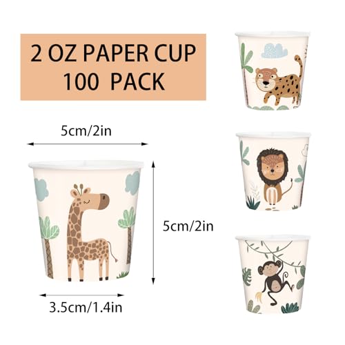 RUSPEPA 2 oz Bathroom Cups, Kids Disposable Paper Cups - 100 Pack Set Lovely Animals Design Printed - Mini Mouthwash Rinse Paper Cups for Home, Bathroom, Picnic, Party, and Events - color: Lovely Animal, size: 2oz
