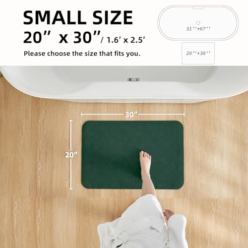 TYUU Bathroom Mat Quick Dry, Bathroom Rugs Non Slip Washable Thin Absorbent Bath Mat Fits Under Door Bathroom Floor Mat Perfect for Bath, Shower, or Sink 20"x30" Dark Green - color: Dark Green, size: 1'8" X 2'6" (Rectangular)