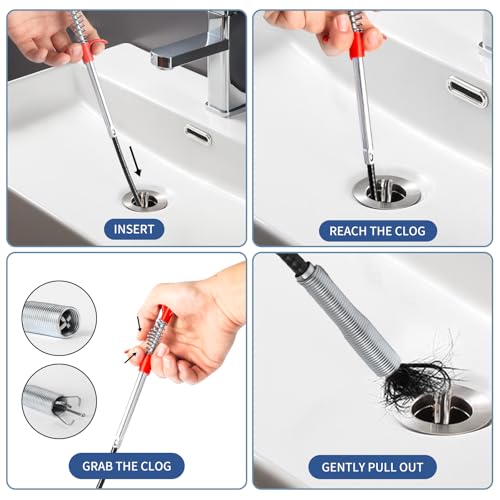 60inch Drain Snake (1pc), 20inch Hair Drain Clog Remover (12 pcs) & 18Inch Cleaner Brush (2 pcs), Sink Plumbing Snake Drain Tool Unclogger Tool Set For Kitchen, Bathroom Tub, Sewer, Toilet - style: 12pcs 20inch+1pcs 60inch+2pcs Cleaner Brush