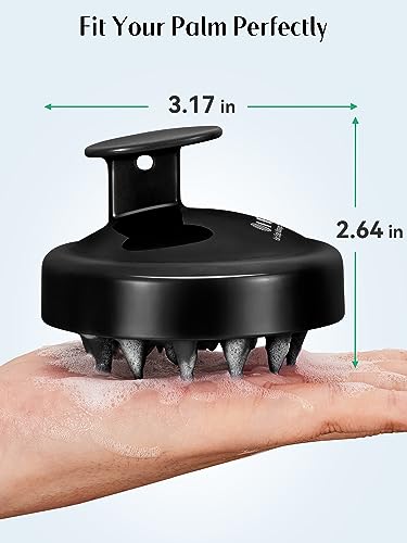 HEETA Scalp Massager Hair Growth 2-Pack, Soft Silicone Scalp Scrubber Shampoo Brush for Exfoliation Dandruff Removal Head Massage Stress Relax, Wet & Dry Use for Women Men Thick Thin Curly Hair Care - color: Red & Black
