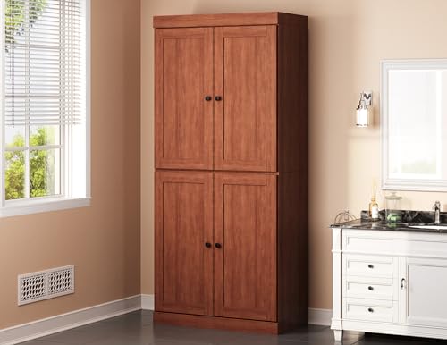 Palace Imports Solid Wood Tall Bathroom Pantry Cabinet with 4 Shaker Doors & Adjustable Shelves, Mocha - 100% Eco-Friendly, Renewable, Space-Saving Storage, 71.5" H x 32" W, Made in Brazil - color: Mocha